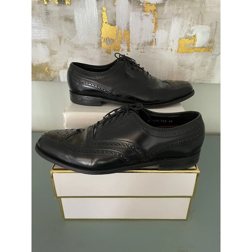 Florsheim Men's Wingtip Brogue Black Oxfords Size 9.5 Dress Shoes Classic Career